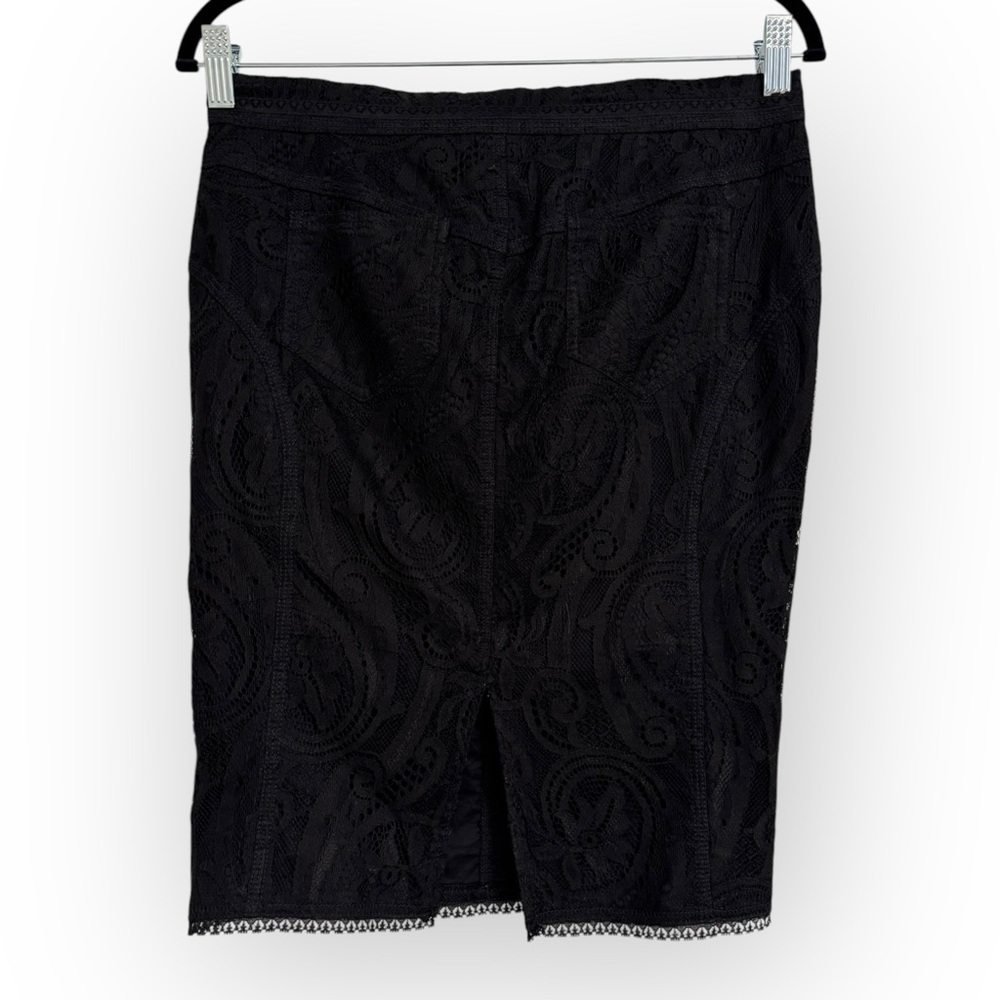 DOLCE & GABBANA Black Floral Lace Pencil Cut Skirt, Sz 28/42 - Picture 7 of 12